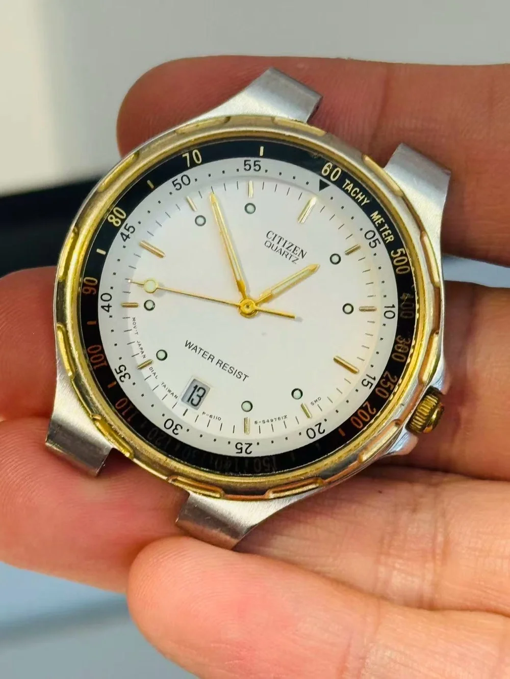 Vintage Citizen Men Quartz Watch Gold Tone White Dial Date 34mm New Battery Runs